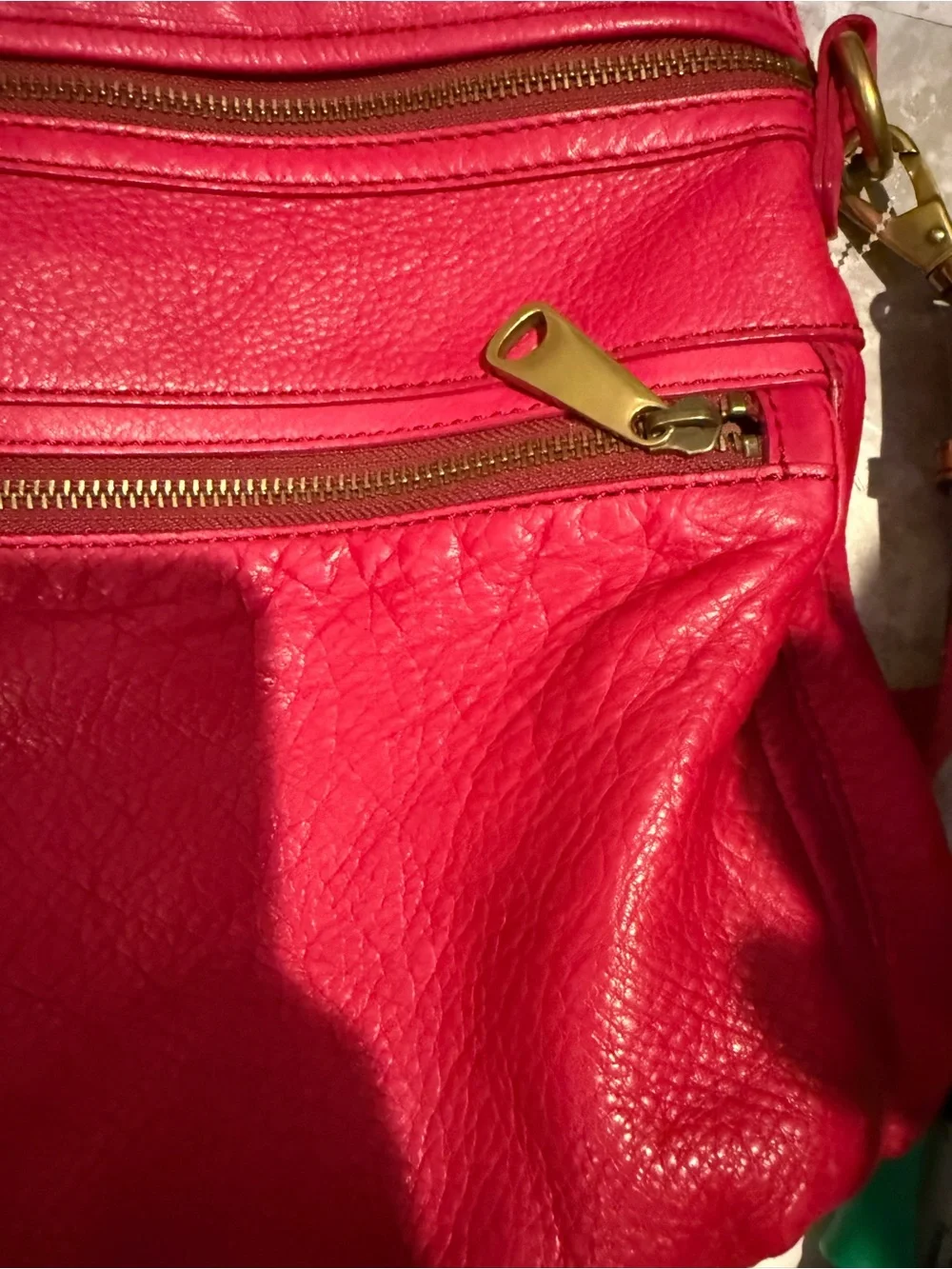 Fossil Hot Pink Leather Tote with Gold Logo